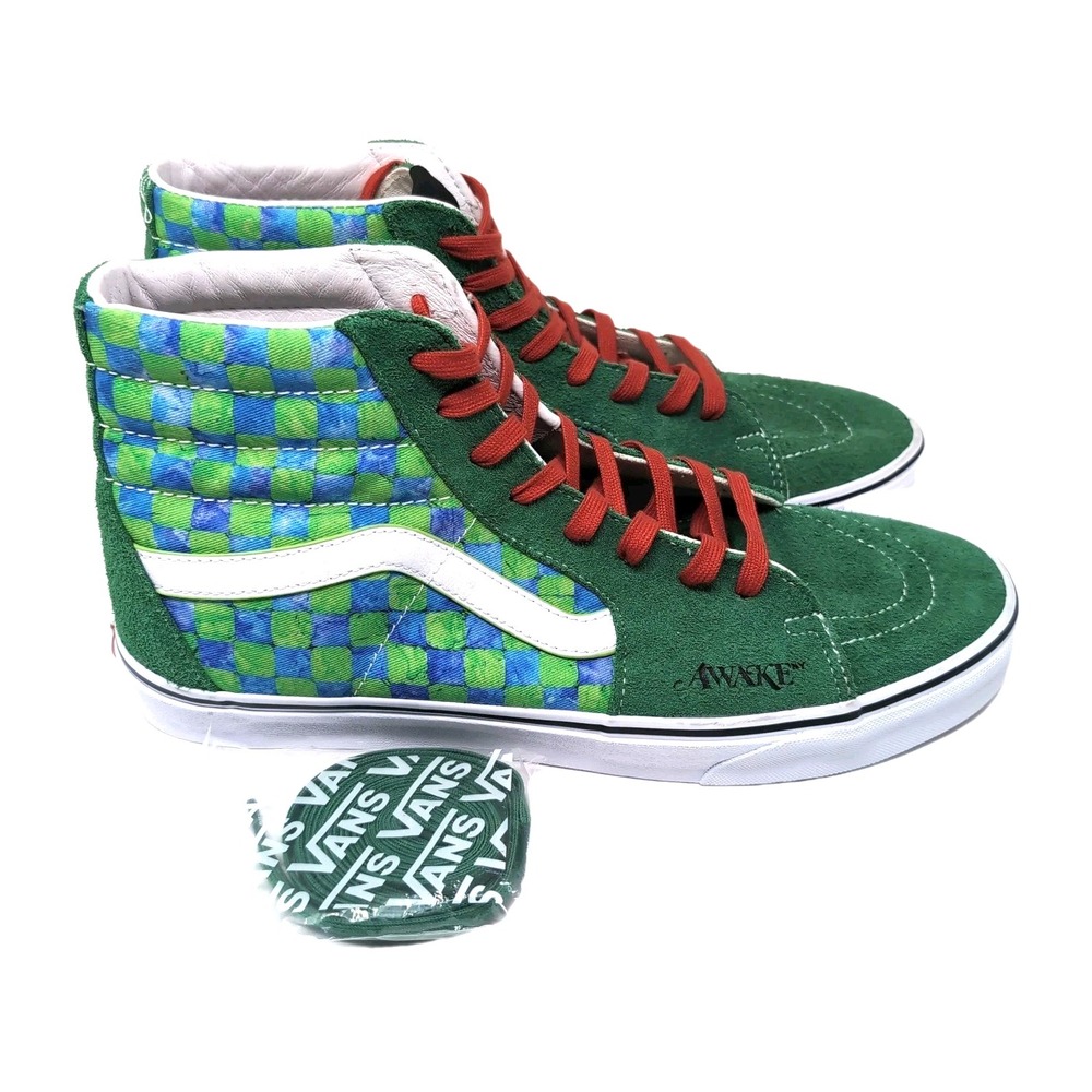VANS AWAKE NY SK8 HI Colab Shoes‎ Mens 13 Green Blue Checkerboard Suede NEW NWOB